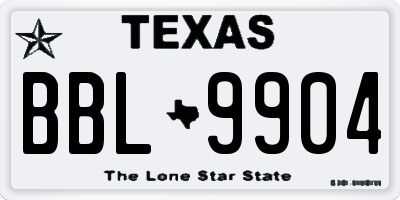 TX license plate BBL9904