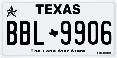 TX license plate BBL9906