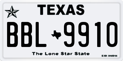 TX license plate BBL9910
