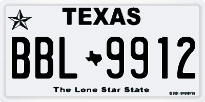 TX license plate BBL9912