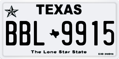 TX license plate BBL9915