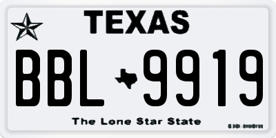 TX license plate BBL9919