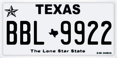 TX license plate BBL9922