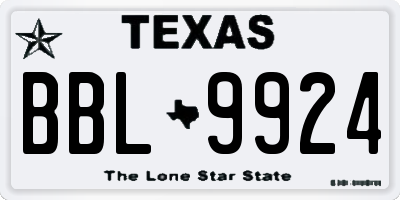 TX license plate BBL9924
