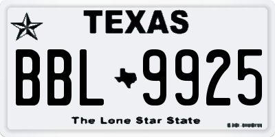 TX license plate BBL9925
