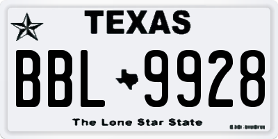 TX license plate BBL9928