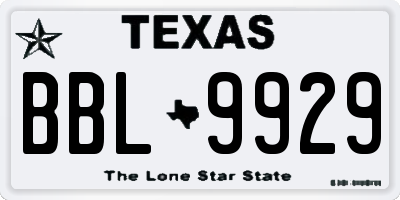 TX license plate BBL9929