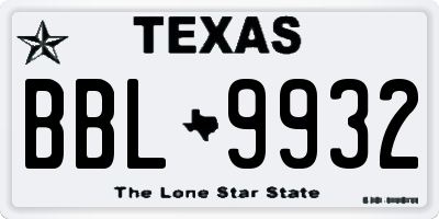 TX license plate BBL9932