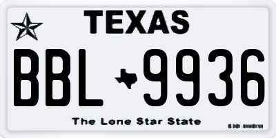 TX license plate BBL9936