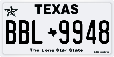 TX license plate BBL9948
