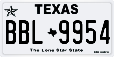 TX license plate BBL9954