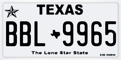 TX license plate BBL9965