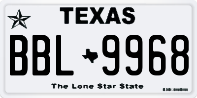 TX license plate BBL9968