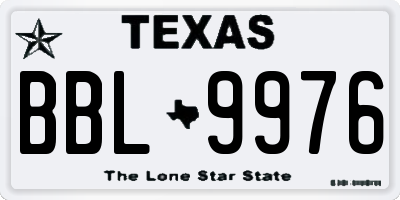 TX license plate BBL9976