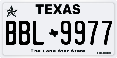 TX license plate BBL9977