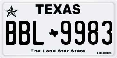 TX license plate BBL9983