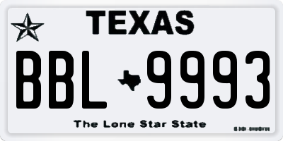 TX license plate BBL9993