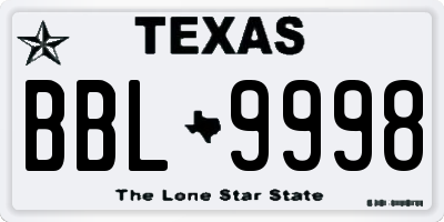 TX license plate BBL9998