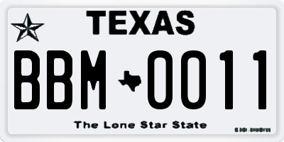 TX license plate BBM0011