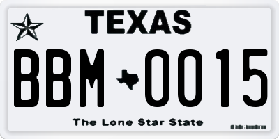 TX license plate BBM0015