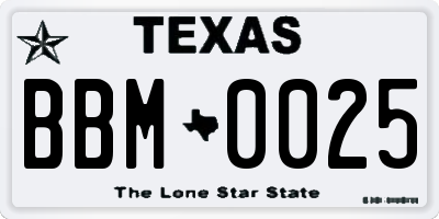 TX license plate BBM0025