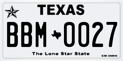 TX license plate BBM0027