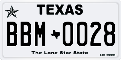 TX license plate BBM0028