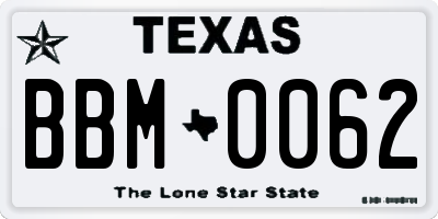 TX license plate BBM0062