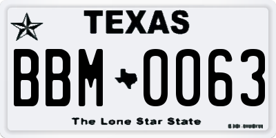 TX license plate BBM0063