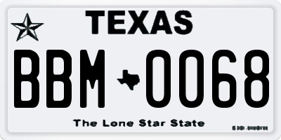 TX license plate BBM0068
