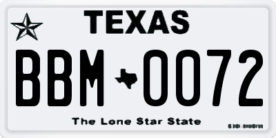 TX license plate BBM0072