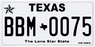 TX license plate BBM0075