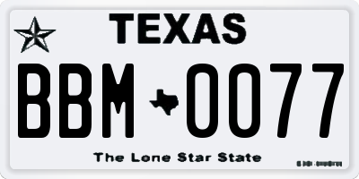 TX license plate BBM0077