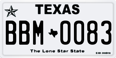 TX license plate BBM0083