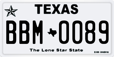 TX license plate BBM0089