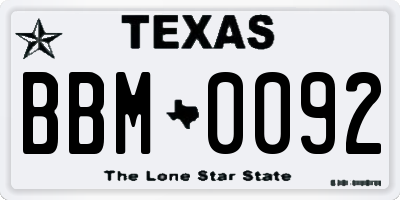 TX license plate BBM0092