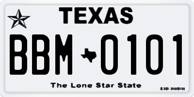 TX license plate BBM0101