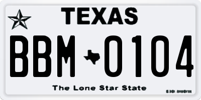 TX license plate BBM0104