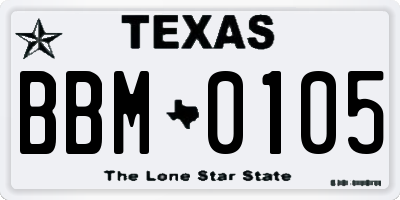 TX license plate BBM0105