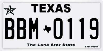 TX license plate BBM0119