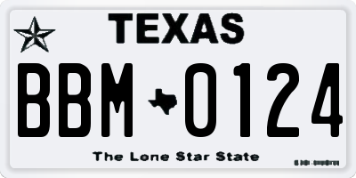 TX license plate BBM0124