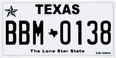TX license plate BBM0138