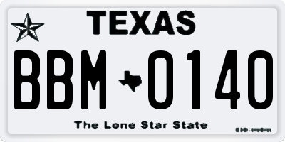 TX license plate BBM0140