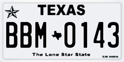 TX license plate BBM0143