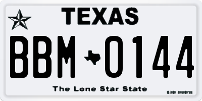TX license plate BBM0144