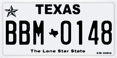 TX license plate BBM0148