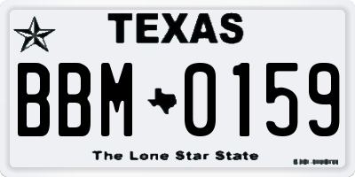 TX license plate BBM0159