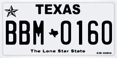 TX license plate BBM0160