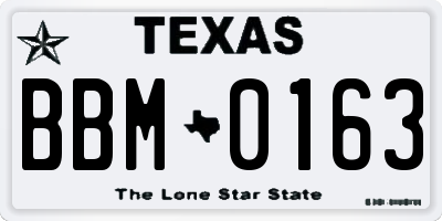 TX license plate BBM0163