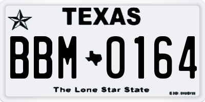 TX license plate BBM0164